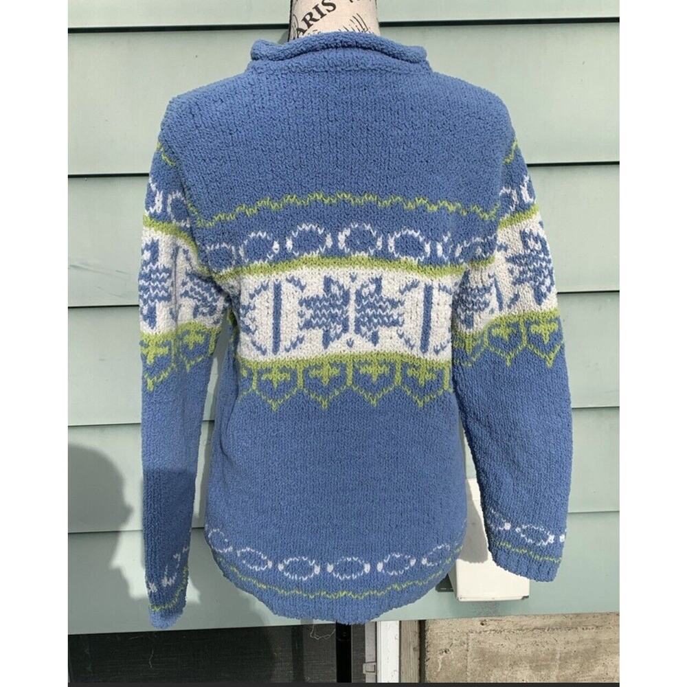 Vintage Yarnworks soft Fuzzy winter snowflake patterned mock neck sweater - Picture 2 of 8